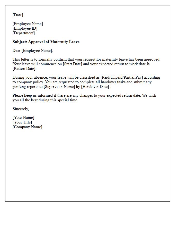 Maternity Leave of Absence Approval Letter