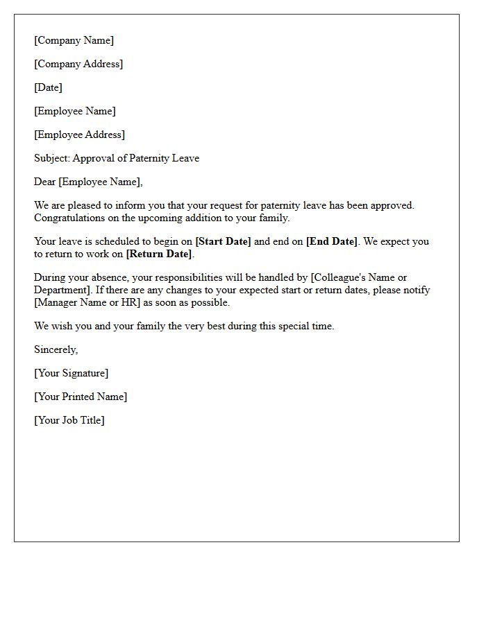 Paternity Leave of Absence Approval Letter