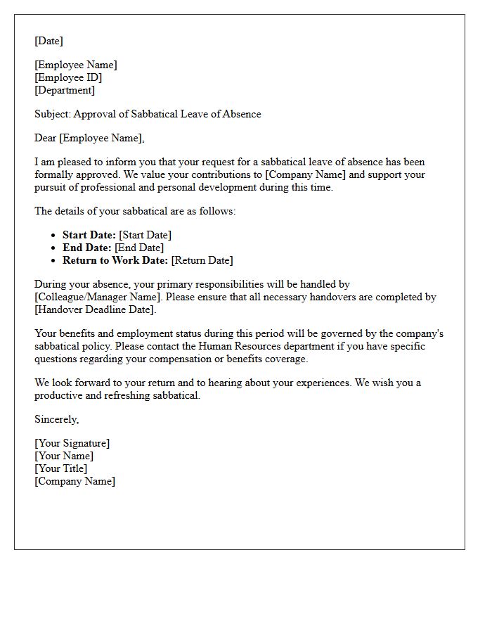 Sabbatical Leave of Absence Approval Letter
