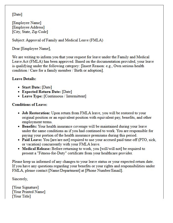 Family and Medical Leave Act Approval Letter
