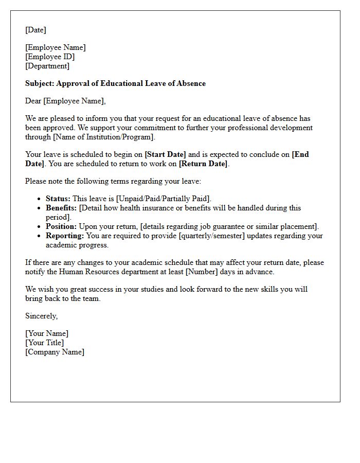 Educational Leave of Absence Approval Letter