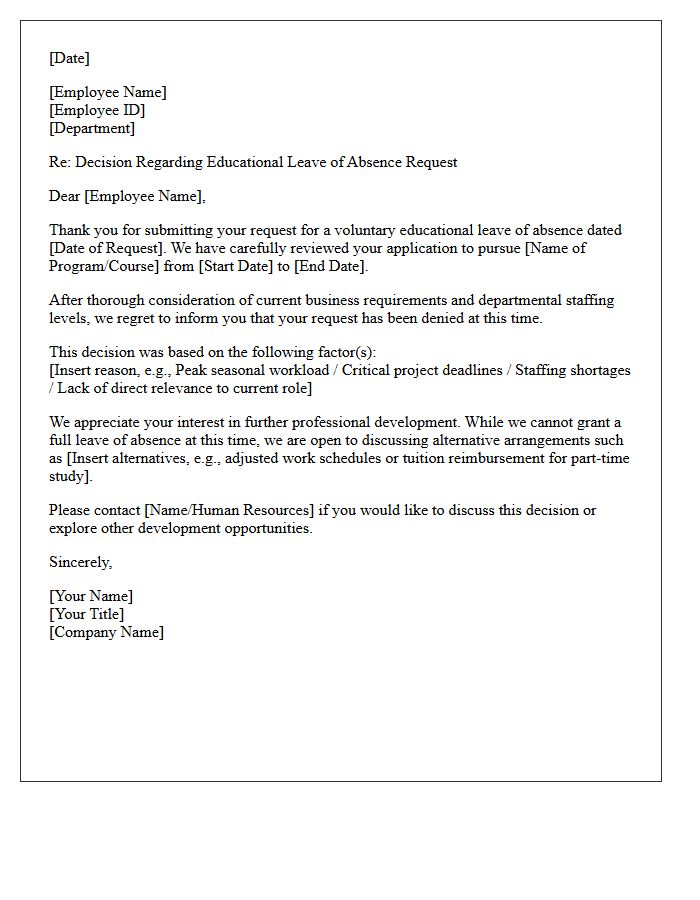 Voluntary Educational Leave of Absence Denial Letter