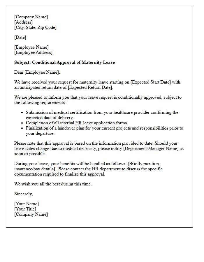 Maternity Leave of Absence Conditional Approval Letter