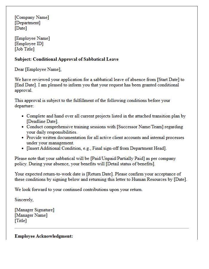 Sabbatical Leave of Absence Conditional Approval Letter