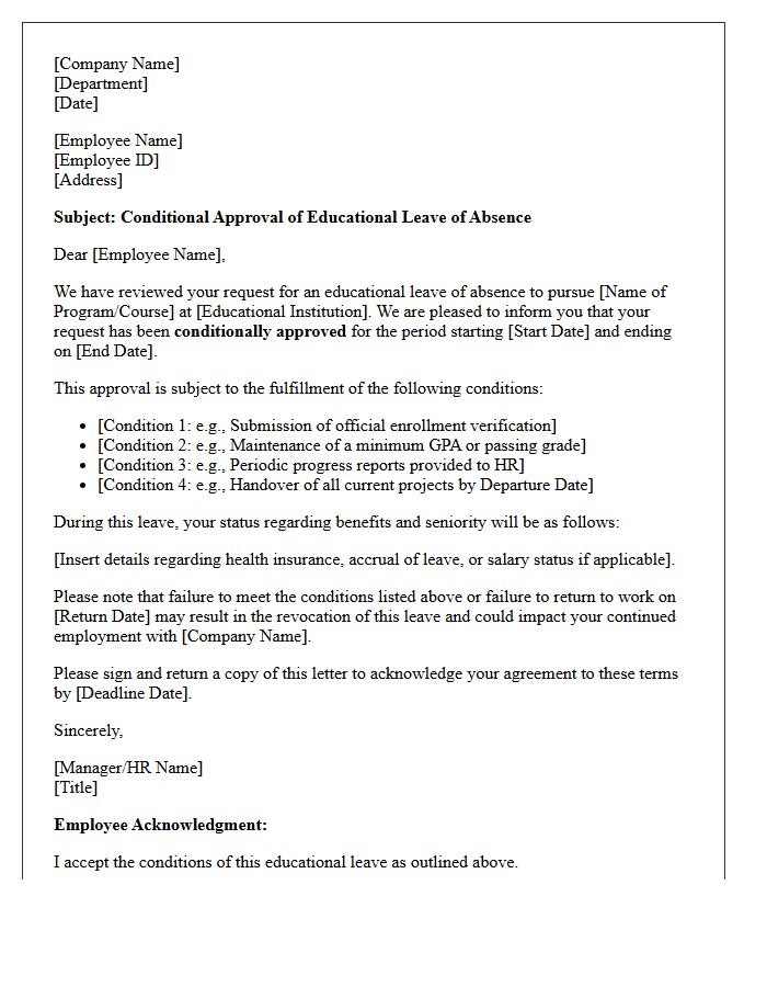 Educational Leave of Absence Conditional Approval Letter