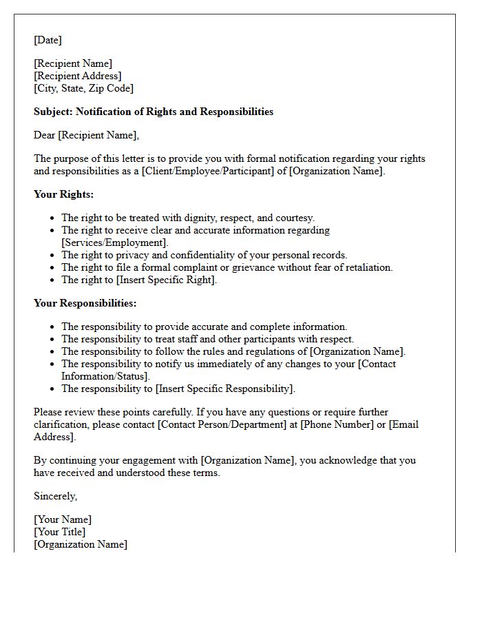 Rights and Responsibilities Information Letter