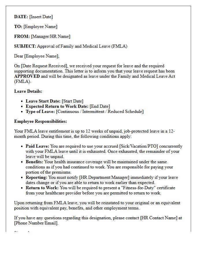 Approved Family Medical Leave Designation Letter
