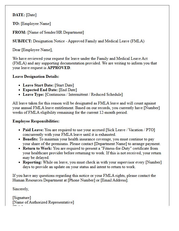 Approved Family Medical Leave Designation Notice Letter