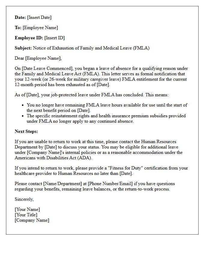 Exhausted Family Medical Leave Designation Notice Letter