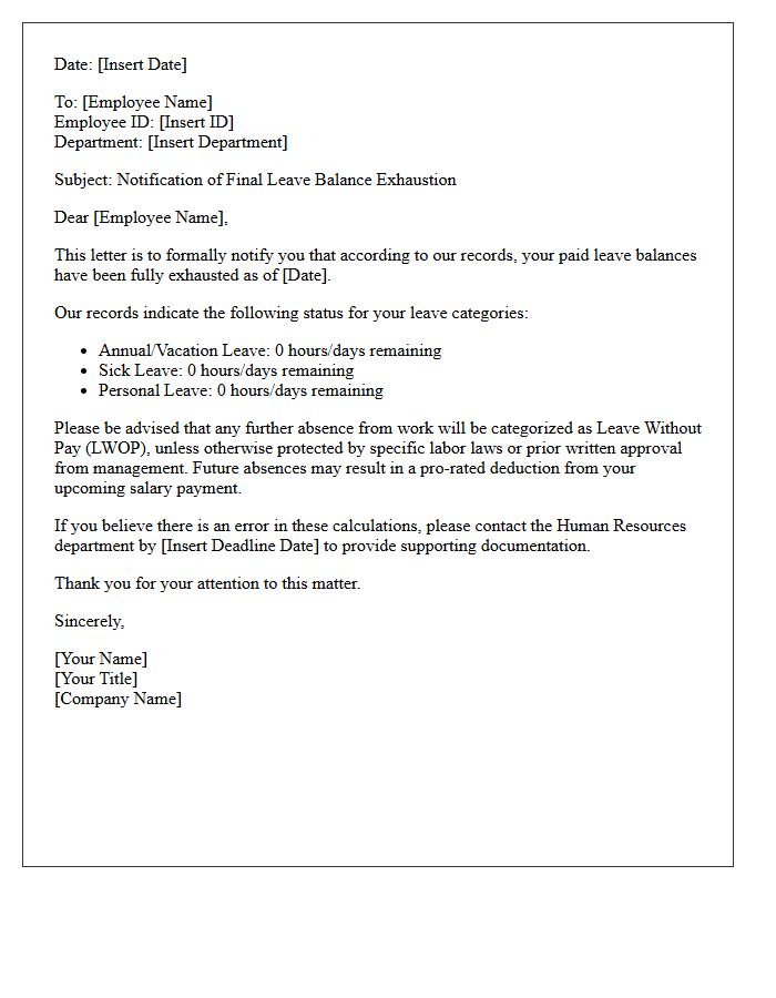 Final Leave Balance Exhaustion Letter