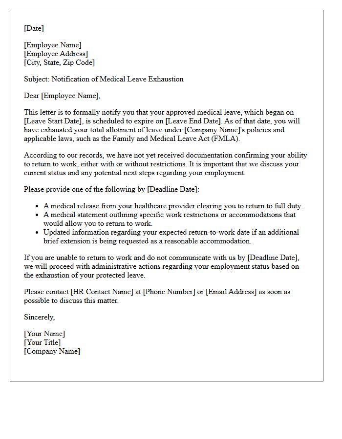 Extended Medical Leave Exhaustion Letter