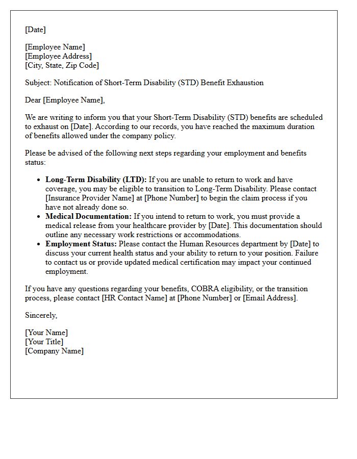 Short-Term Disability Leave Exhaustion Letter