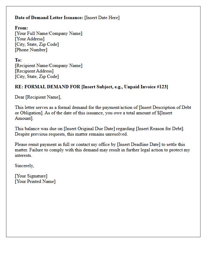 Date of Demand Letter Issuance