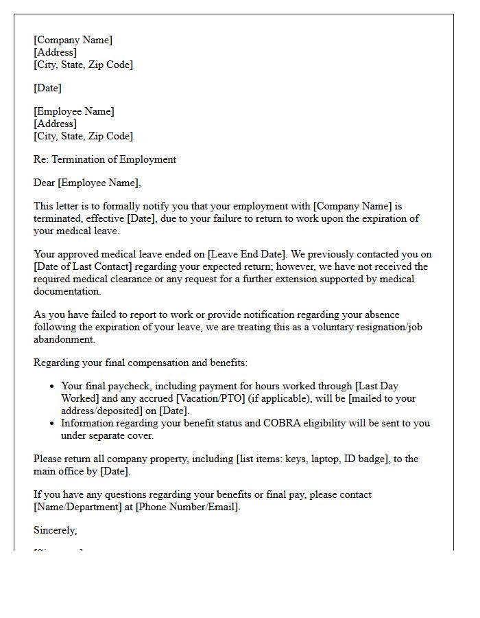 Failure to Return From Medical Leave Termination Letter