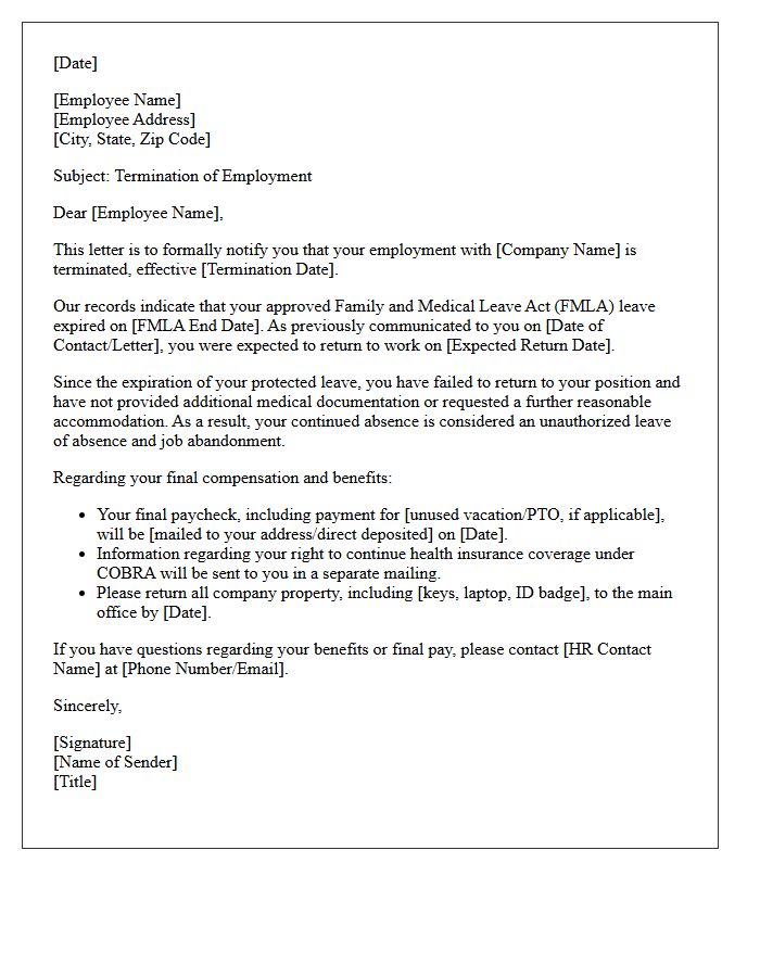 Unauthorized Absence After FMLA Leave Termination Letter