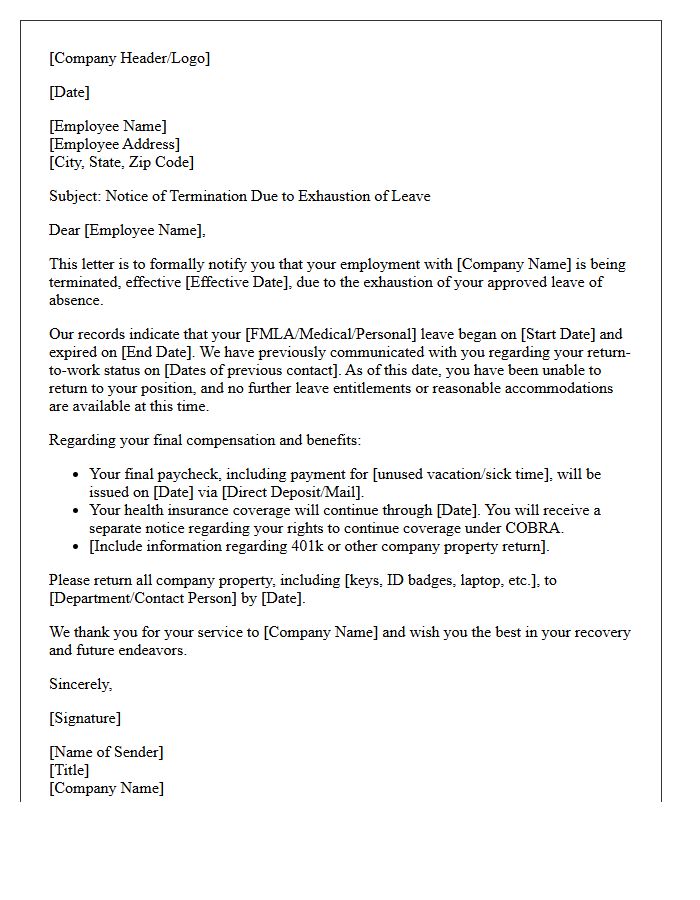 Exhaustion of Approved Leave Termination Letter