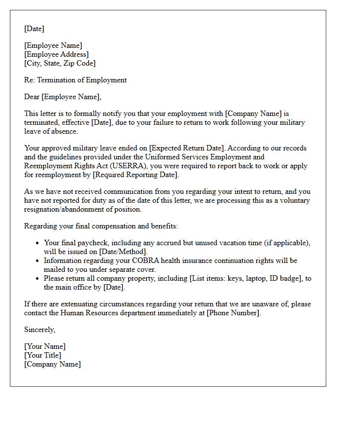 Failure to Return From Military Leave Termination Letter