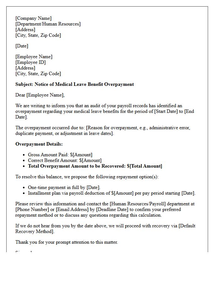 Standard Medical Leave Overpayment Recovery Letter