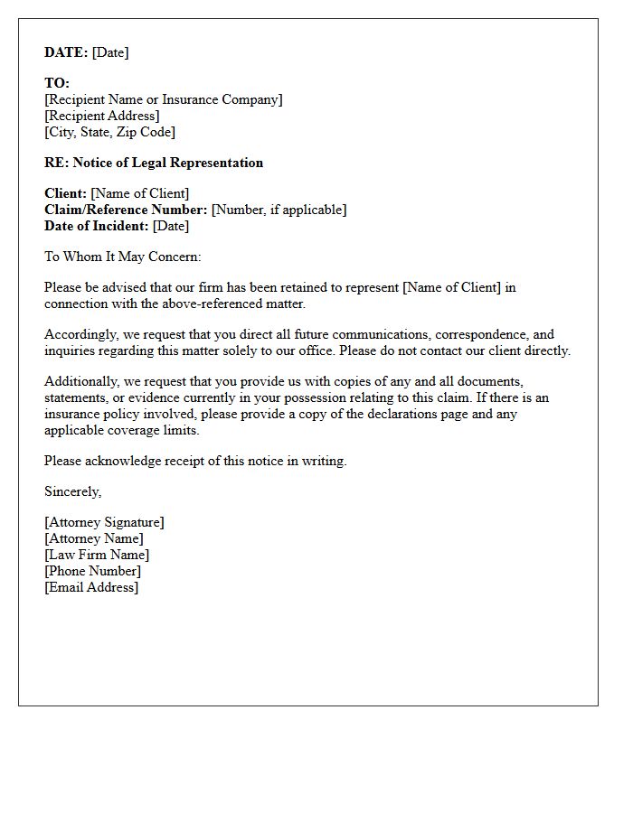 Notice of Legal Representation