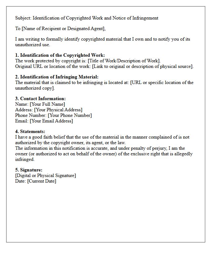 Identification of Copyrighted Work