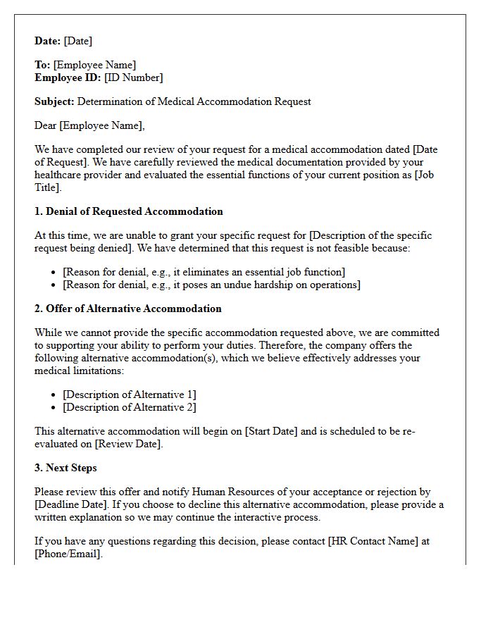 Alternative Medical Accommodation Offer And Denial Letter