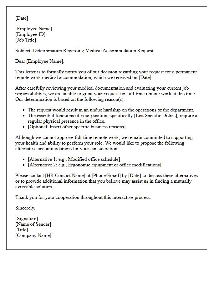 Remote Work Medical Accommodation Denial Letter