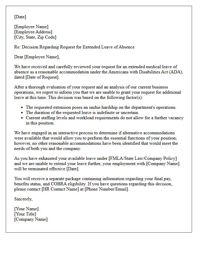 Extended Leave Of Absence Medical Accommodation Denial Letter
