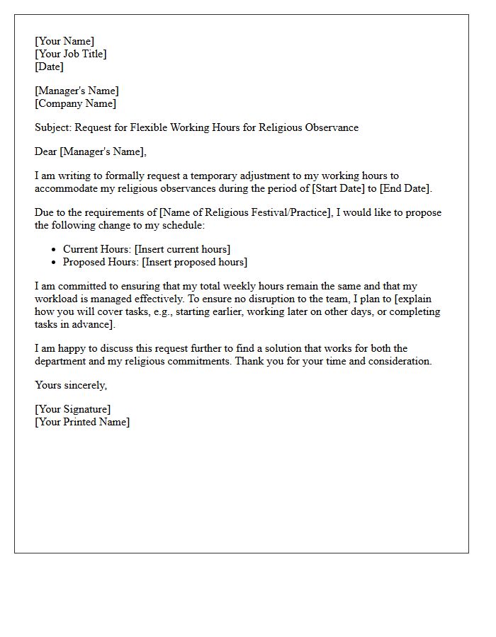 Flexible Working Hours For Religious Observance Letter