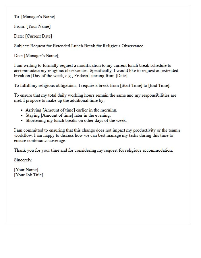 Extended Lunch Break For Religious Observance Letter