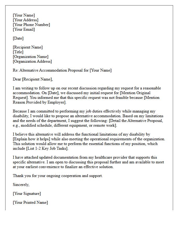 Alternative Disability Accommodation Proposal Letter