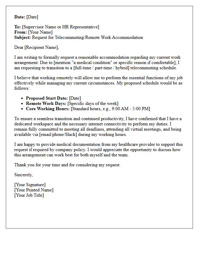 Telecommuting And Remote Work Accommodation Letter