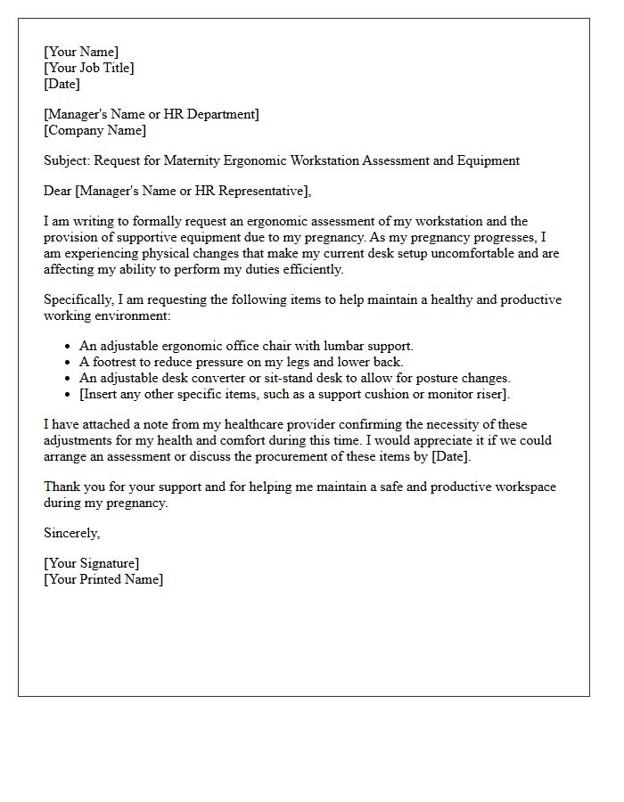 Maternity Ergonomic Workstation Request Letter