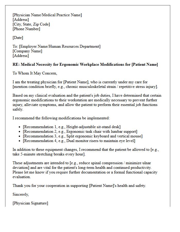 Physician Supported Ergonomic Modification Request Letter