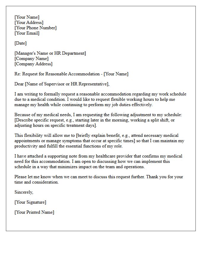 Medical Accommodation Letter For Flexible Working Hours
