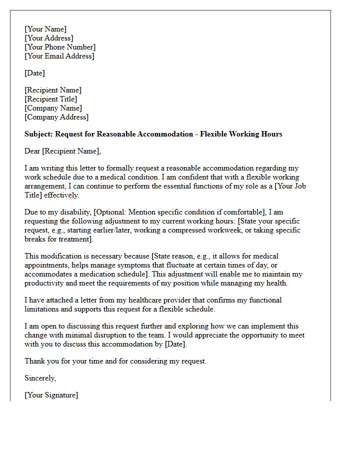 Disability Flexible Working Hours Accommodation Letter