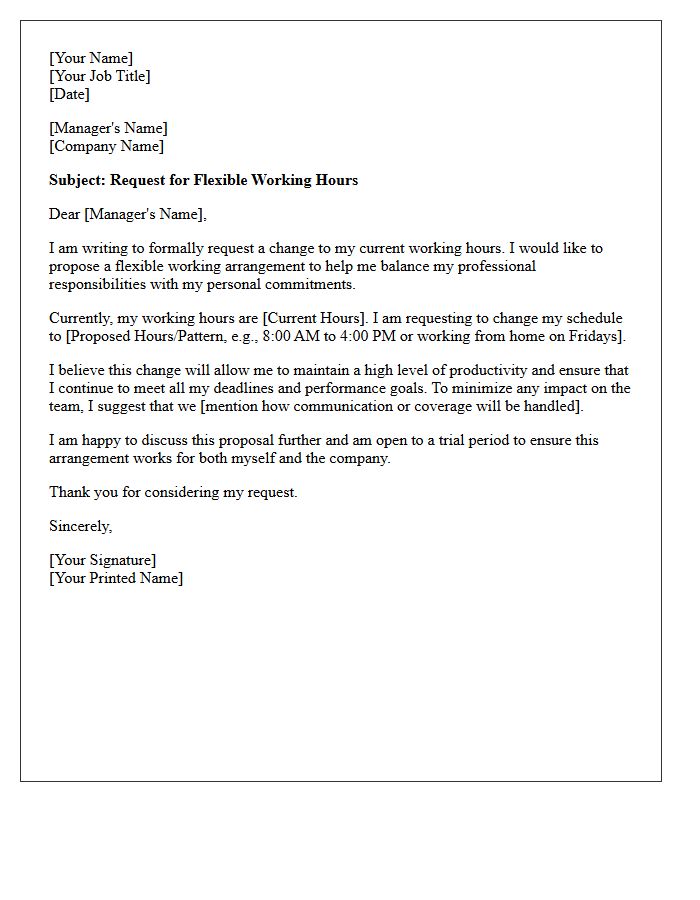 Employee Request Letter For Flexible Working Hours