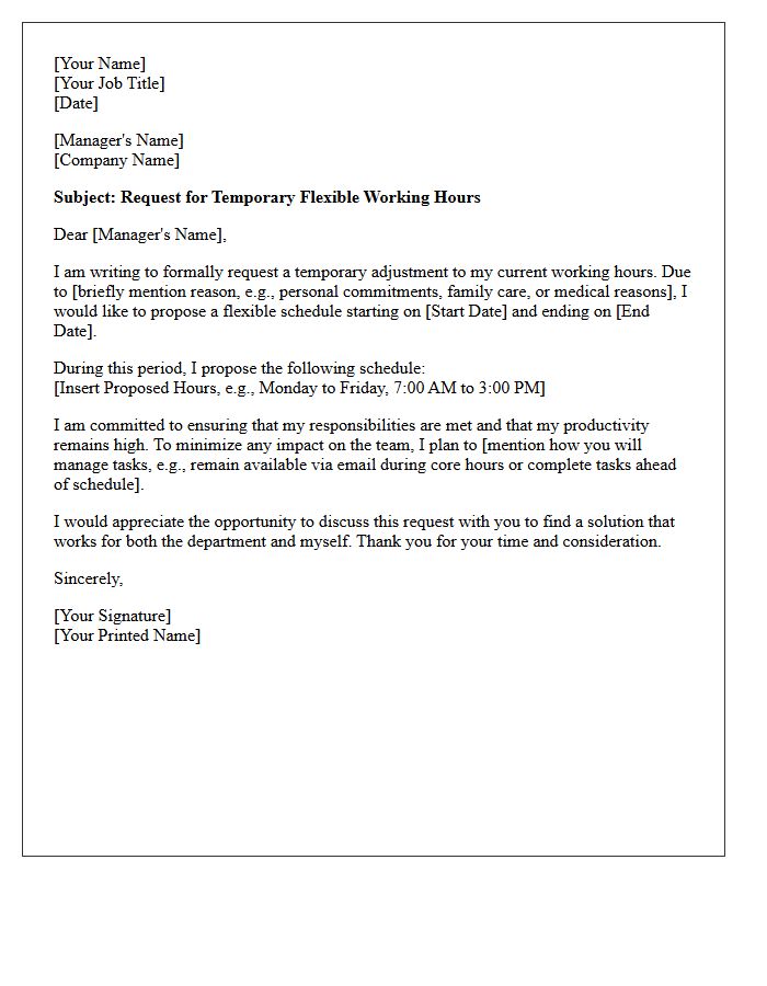 Temporary Flexible Working Hours Accommodation Letter