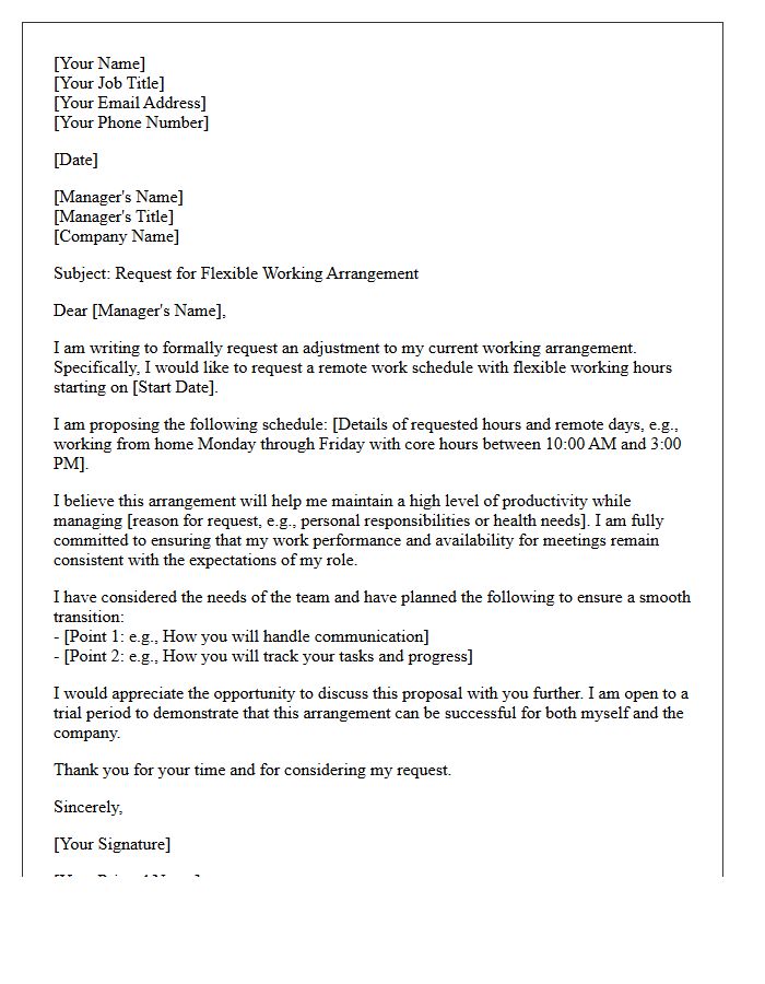 Remote Work Flexible Working Hours Accommodation Letter