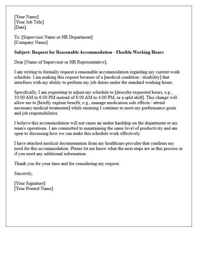 Reasonable Accommodation Letter For Flexible Working Hours
