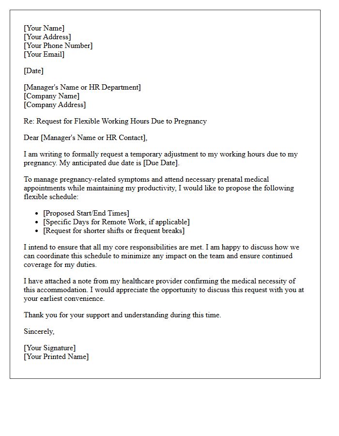 Pregnancy Flexible Working Hours Accommodation Letter