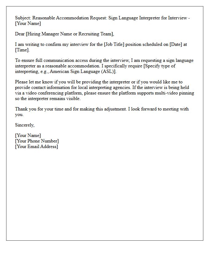 Candidate Interview Sign Language Interpreter Request Letter