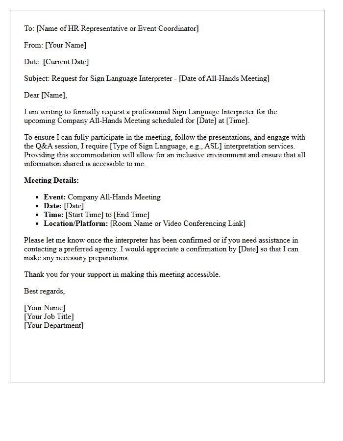 Company All-Hands Meeting Sign Language Interpreter Request Letter