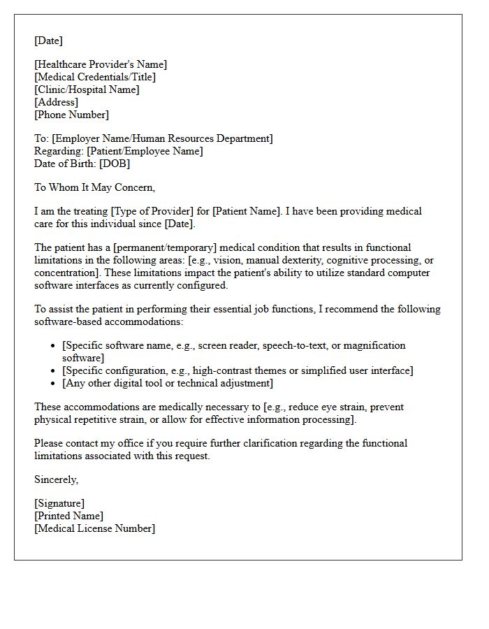 Medical Provider Verification Letter for Software Accommodation Request