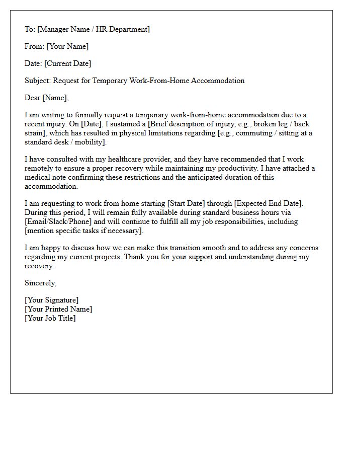 Temporary Work-From-Home Injury Accommodation Letter