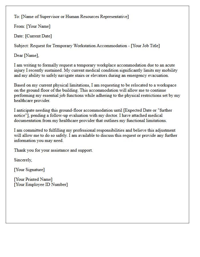 Acute Injury Ground Floor Workspace Accommodation Letter