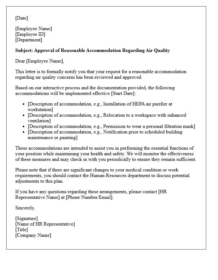Human Resources Air Quality Accommodation Approval Letter