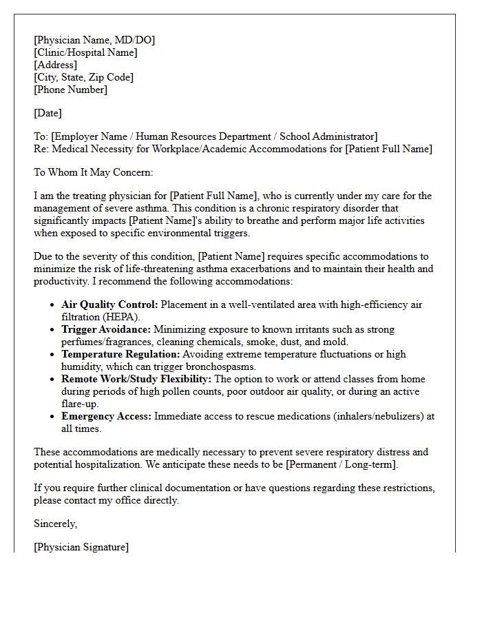 Physician Support Letter for Severe Asthma Accommodation