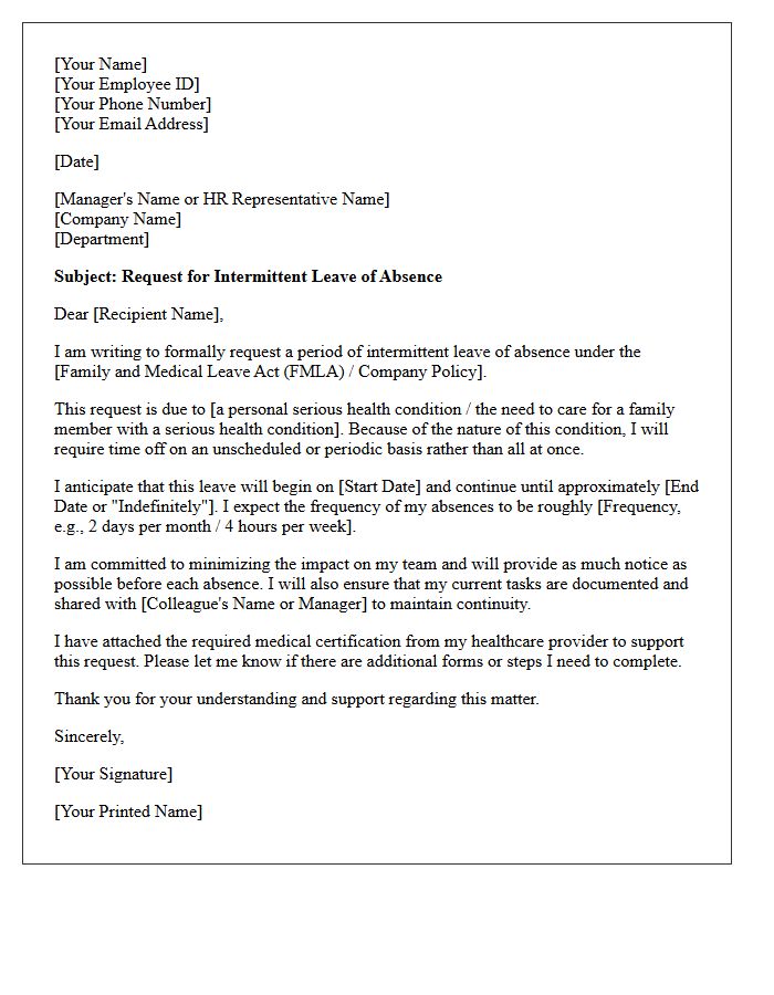 Intermittent Leave Request Letter
