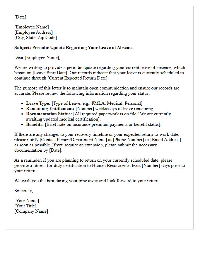 Periodic Leave Status Update Letter