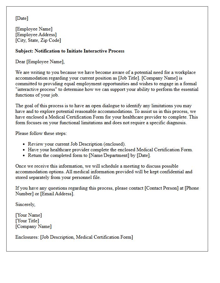 Interactive Process Initiation Letter